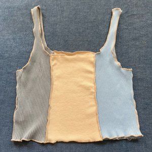 Color Block Ribbed Crop Top